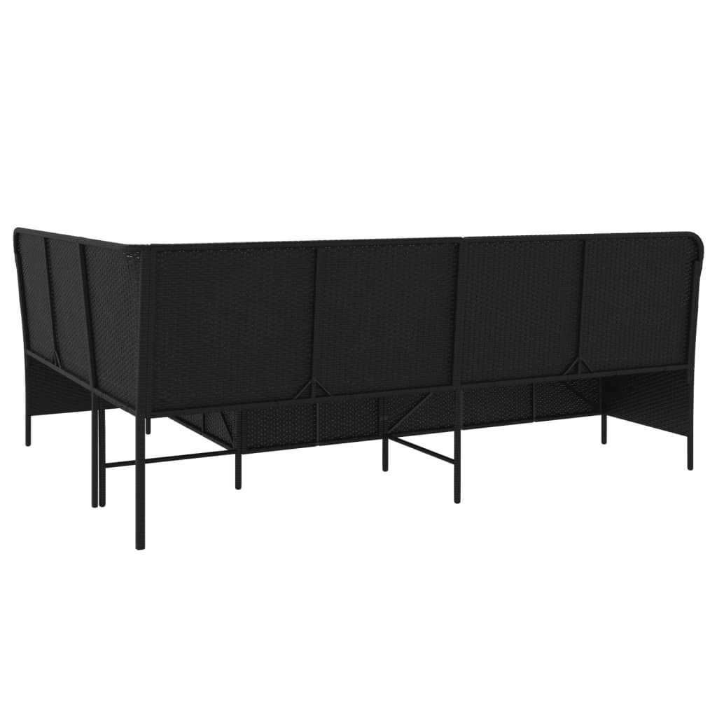 Sodo sofa su pagalvėlėmis, juoda, poliratanas, L formos - Namų Idėja