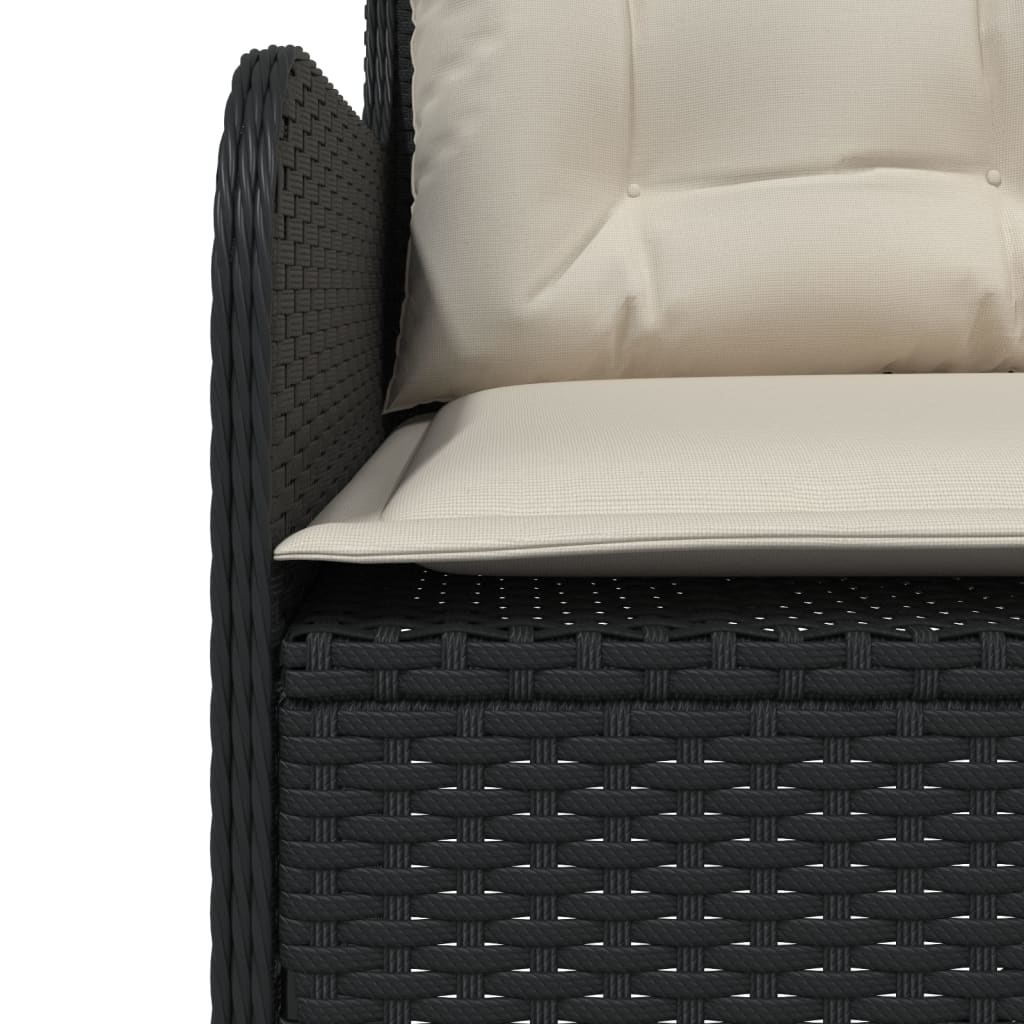 Sodo sofa su pagalvėlėmis, juoda, poliratanas, L formos - Namų Idėja