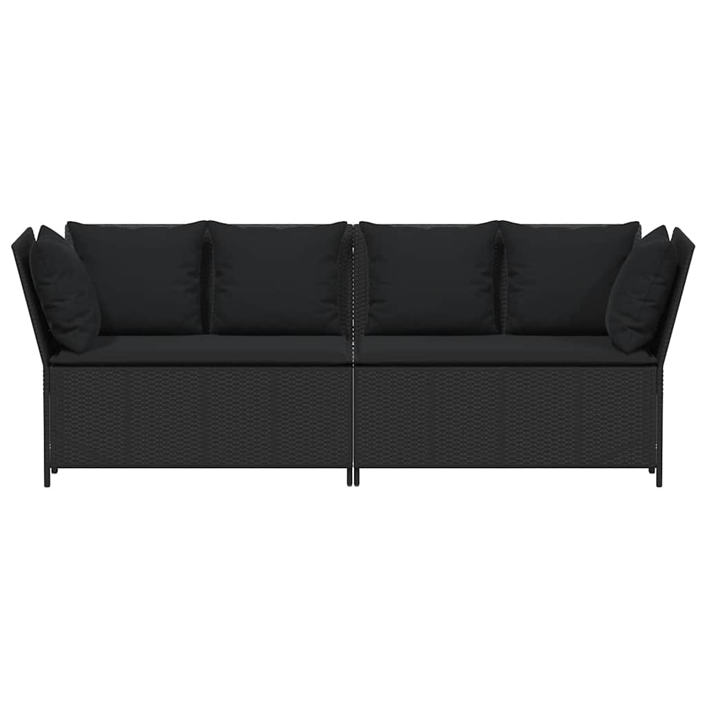 Sodo sofa su pagalvėlėmis, juodos spalvos, poliratanas - Namų Idėja