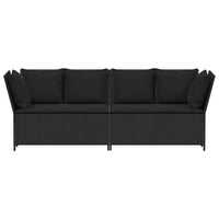 Sodo sofa su pagalvėlėmis, juodos spalvos, poliratanas - Namų Idėja