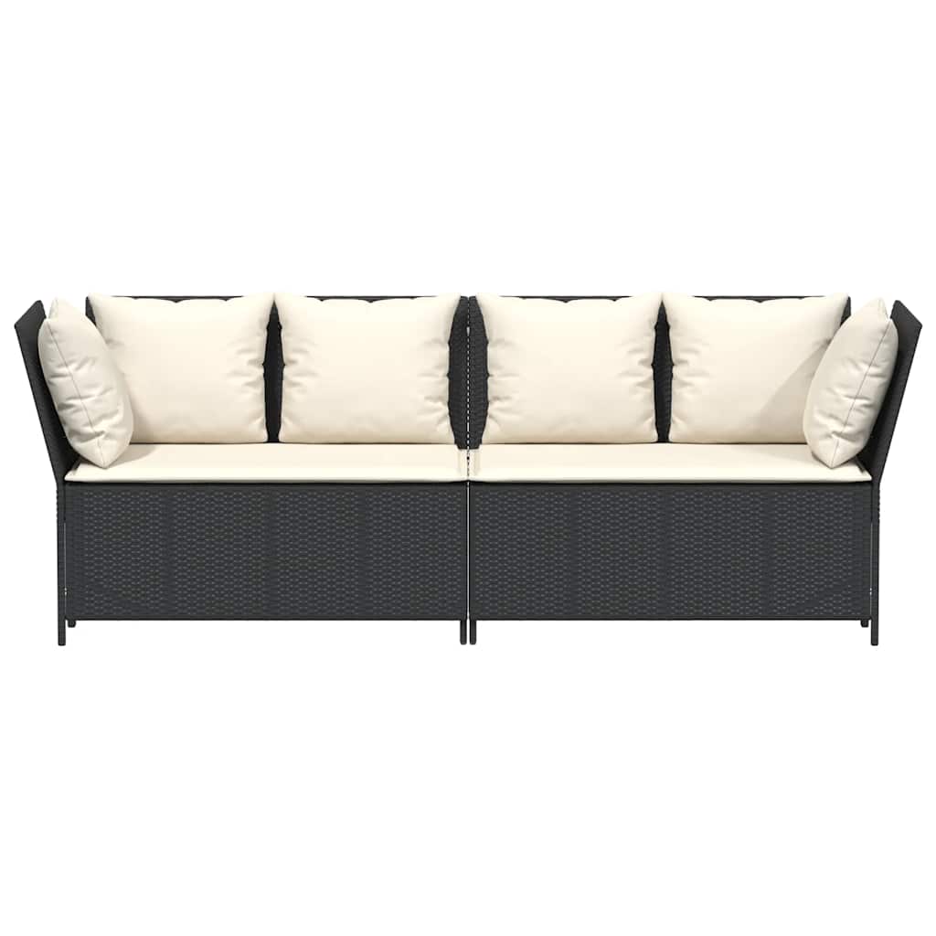 Sodo sofa su pagalvėlėmis, juodos spalvos, poliratanas - Namų Idėja