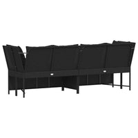 Sodo sofa su pagalvėlėmis, juodos spalvos, poliratanas - Namų Idėja
