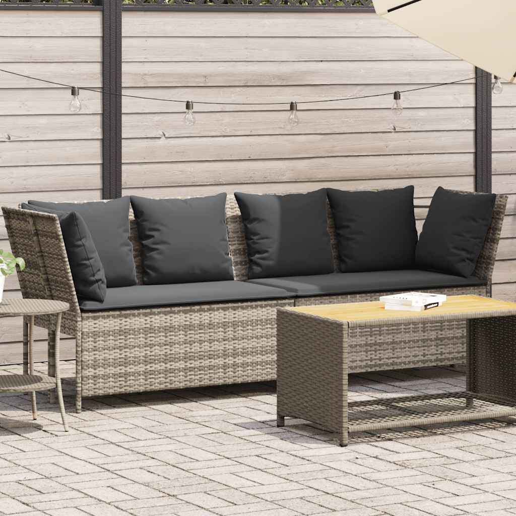 sodo sofa su pagalvėlėmis, pilka, poliratanas - Namų Idėja