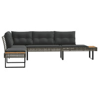 Sodo sofa su pagalvėlėmis, pilka, poliratanas/akacija, L formos - Namų Idėja