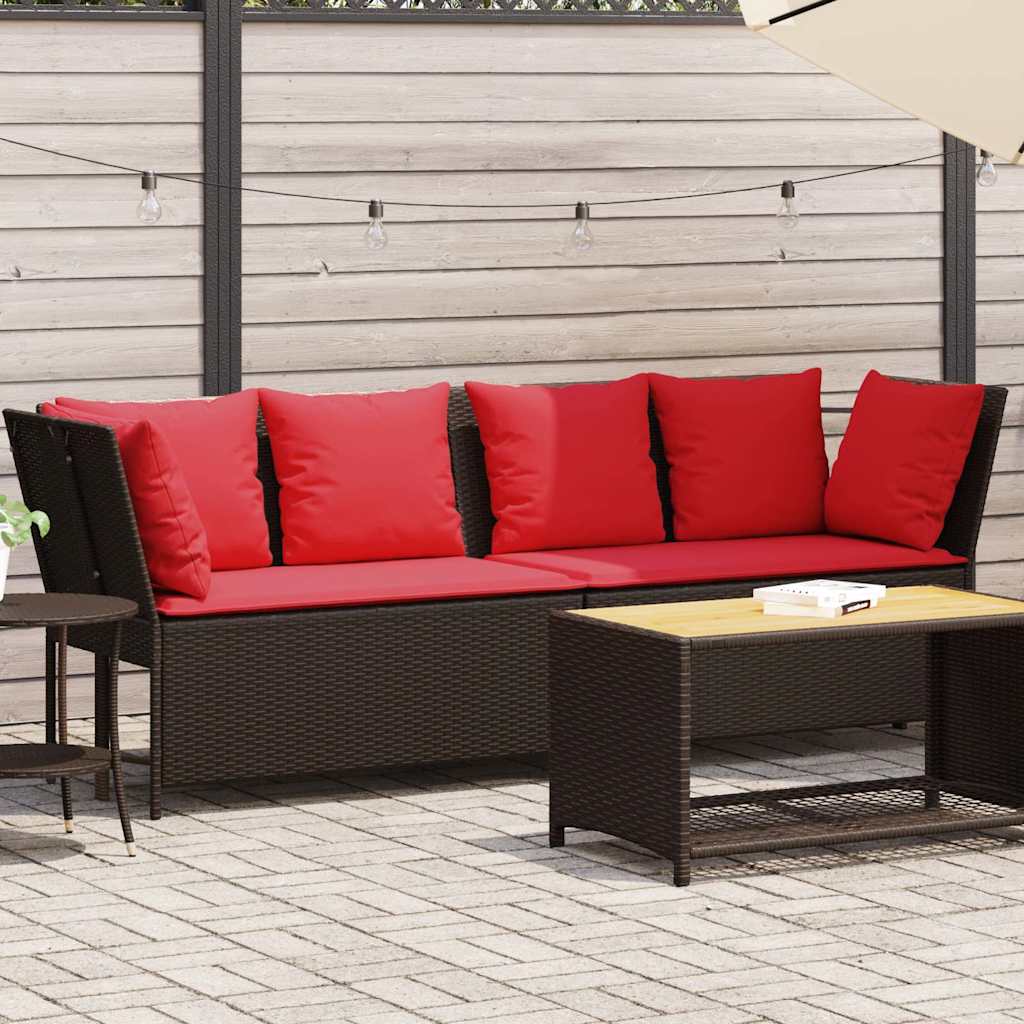 sodo sofa su pagalvėlėmis, ruda, poliratanas - Namų Idėja