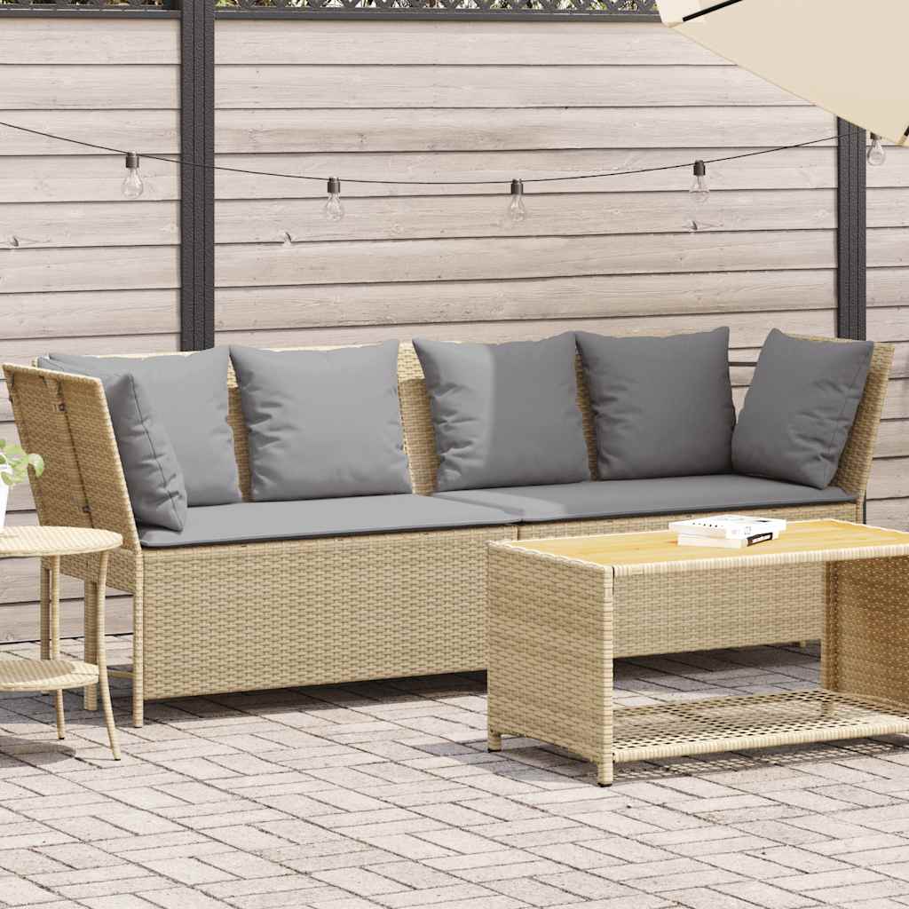 sodo sofa su pagalvėlėmis, smėlio, poliratanas - Namų Idėja