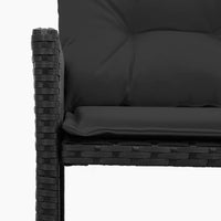 Sodo sofa su stalu/pagalvėlėmis, juoda, poliratanas, L formos - Namų Idėja