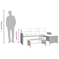 Sodo sofa su stalu/pagalvėlėmis, juoda, poliratanas, L formos - Namų Idėja