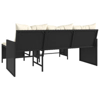 Sodo sofa su stalu/pagalvėlėmis, juoda, poliratanas, L formos - Namų Idėja