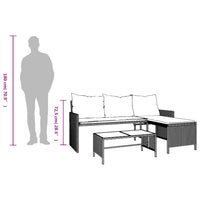 Sodo sofa su stalu/pagalvėlėmis, juoda, poliratanas, L formos - Namų Idėja