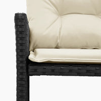 Sodo sofa su stalu/pagalvėlėmis, juoda, poliratanas, L formos - Namų Idėja