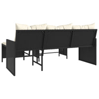Sodo sofa su stalu/pagalvėlėmis, juoda, poliratanas, L formos - Namų Idėja