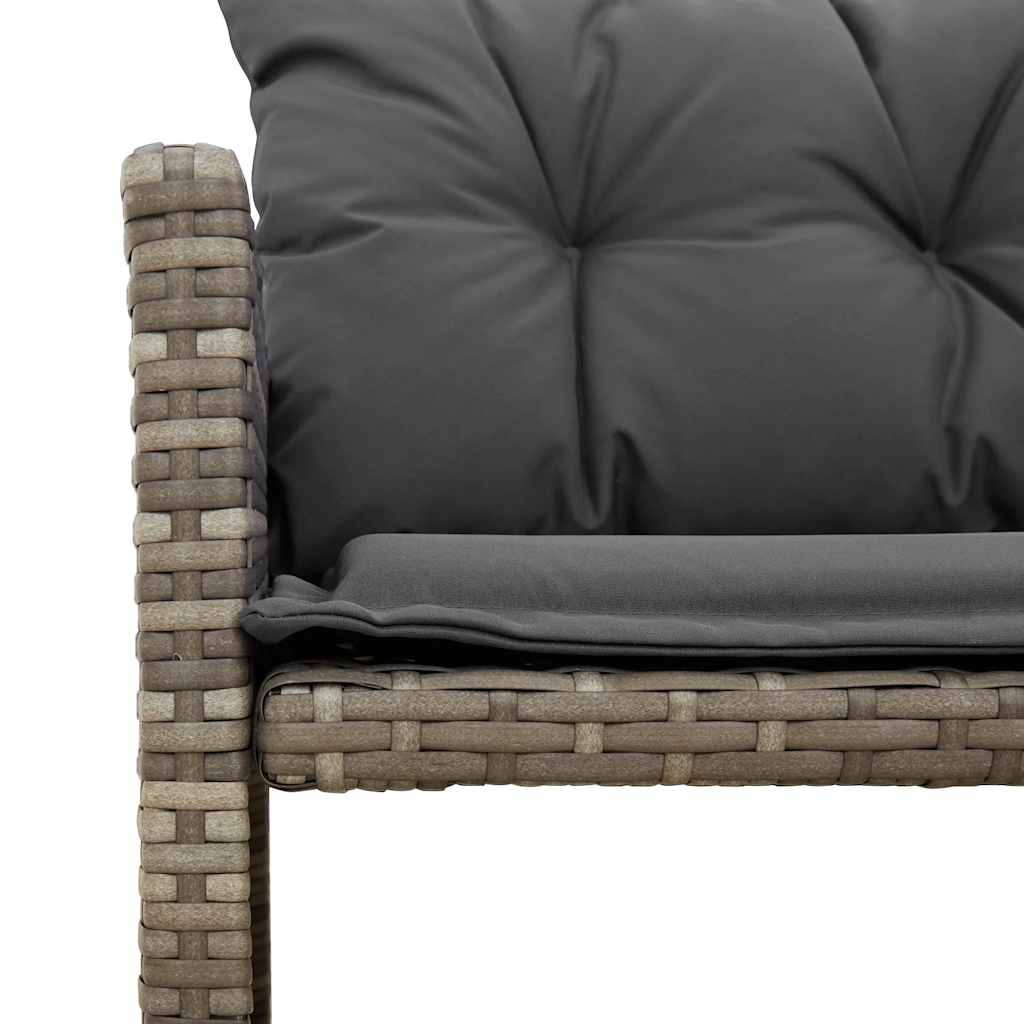 Sodo sofa su stalu/pagalvėlėmis, pilka, poliratanas, L formos - Namų Idėja
