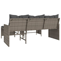Sodo sofa su stalu/pagalvėlėmis, pilka, poliratanas, L formos - Namų Idėja