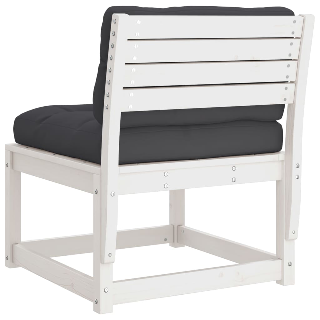 Sodo sofos dalys su pagalvėlėmis, 2vnt., baltos, pušies masyvas - Namų Idėja
