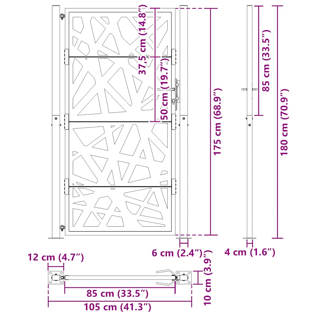 sodo vartai 105x180 cm atmosferos poveikiui atsparaus plieno - Namų Idėja