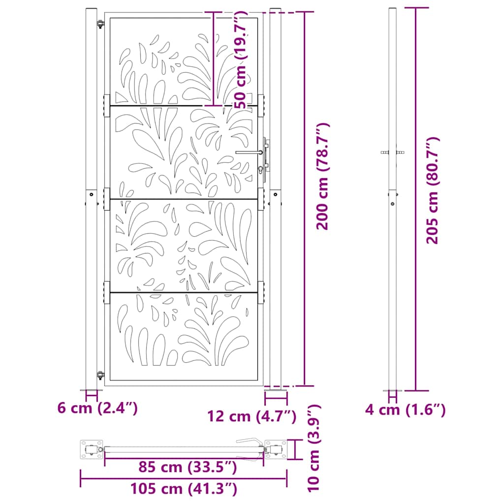 sodo vartai 105x205cm atmosferos poveikio plieno bangų dizainas - Namų Idėja