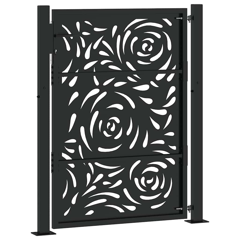 sodo vartai juodi 105x130 cm plieno liepsnos dizainas - Namų Idėja