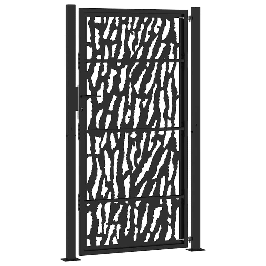 sodo vartai juodi 105x180 cm plieno pėdsakų dizainas - Namų Idėja