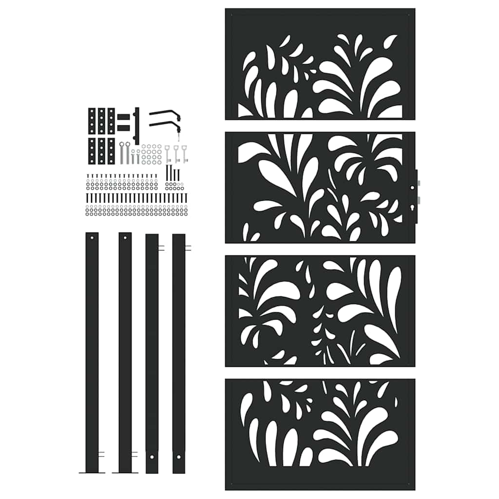 sodo vartai juodi 105x205 cm plieno bangos dizainas - Namų Idėja