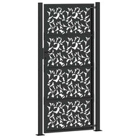 sodo vartai juodi 105x205 cm plieno lapų dizainas - Namų Idėja