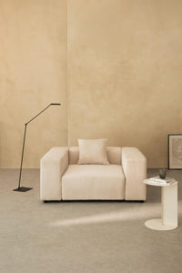 Fotelis BRUNENA, smėlio spalvos velvetas, 145 cm
