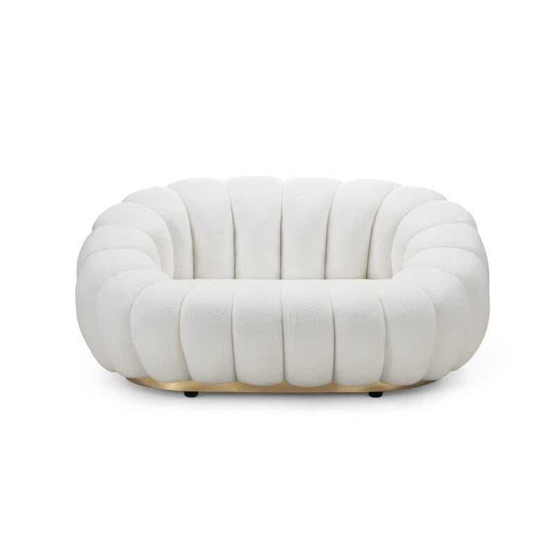 Sofa FLORENCIA, 2 vietų, balta, boucle