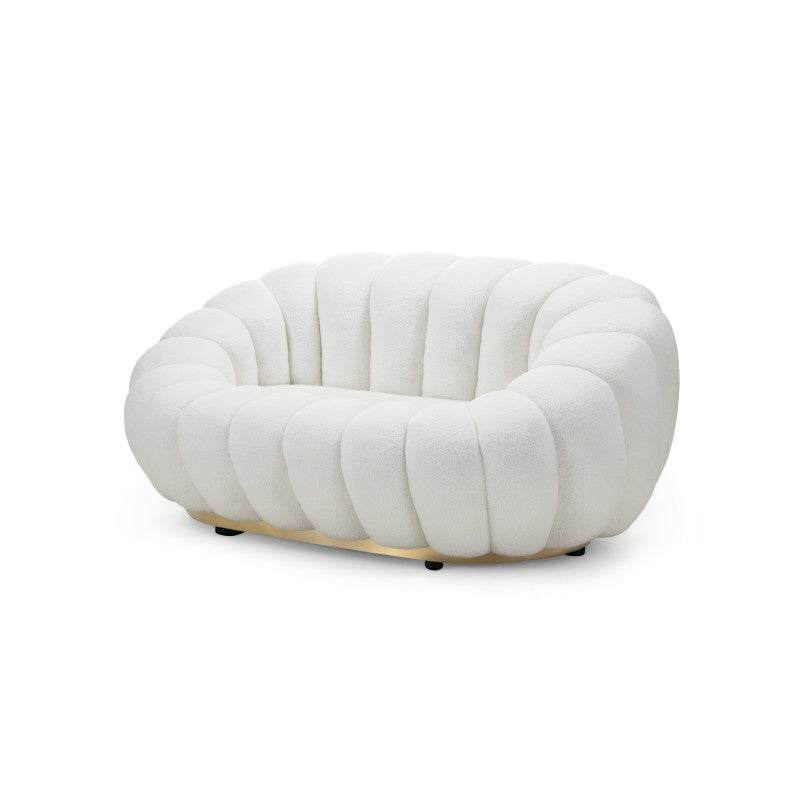 Sofa FLORENCIA, 2 vietų, balta, boucle