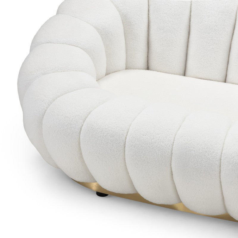 Sofa FLORENCIA, 2 vietų, balta, boucle