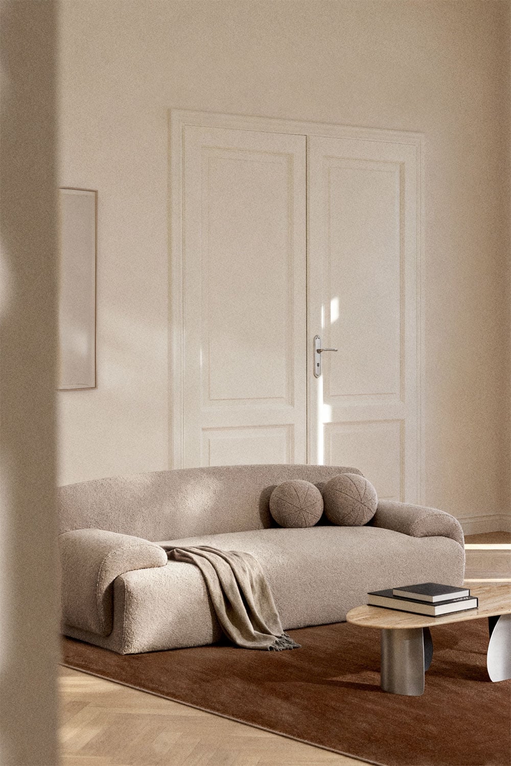 Dvivietė sofa SIRENA, rudos mokos boucle