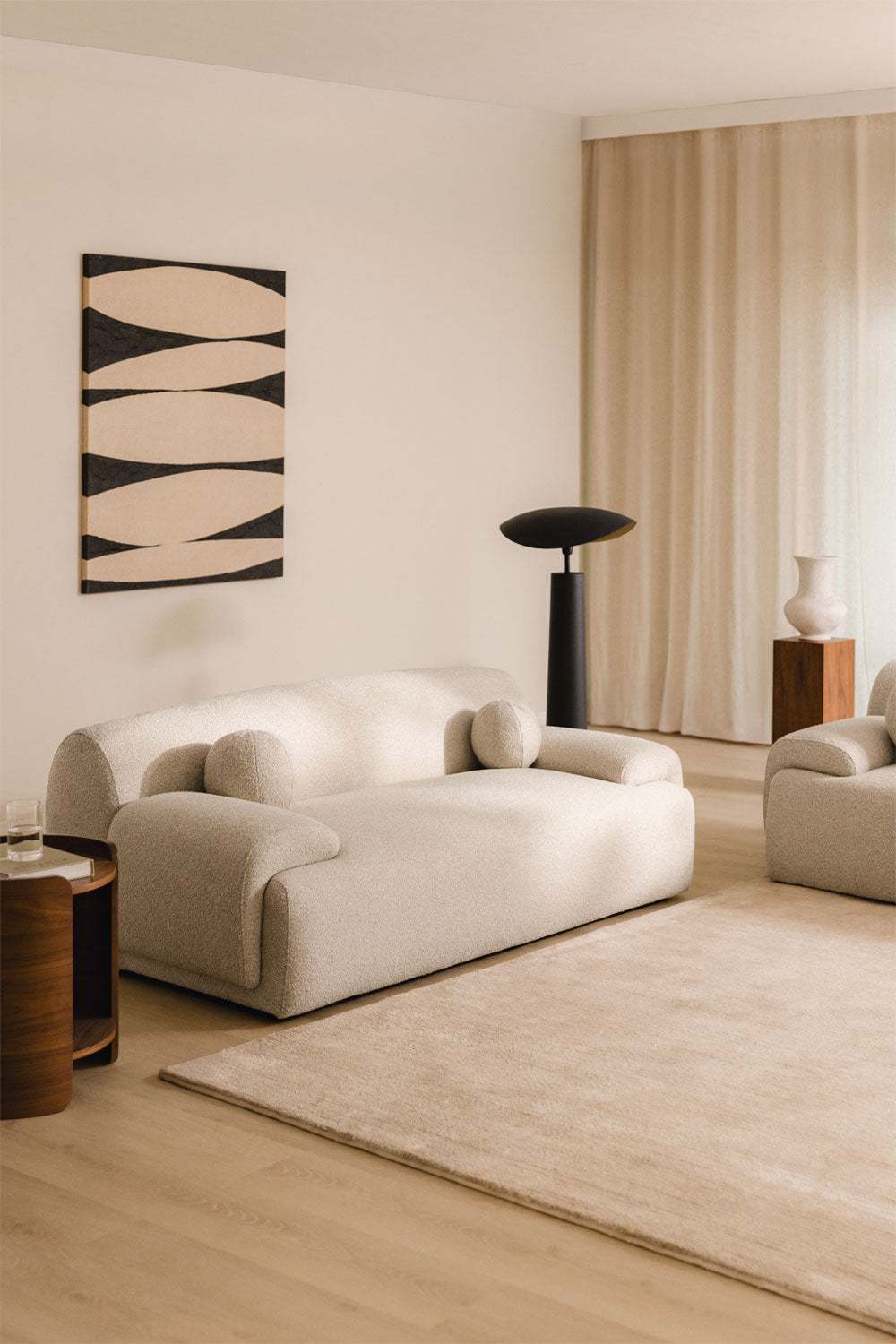 Dvivietė sofa SIRENA, smėlio spalvos šenilas
