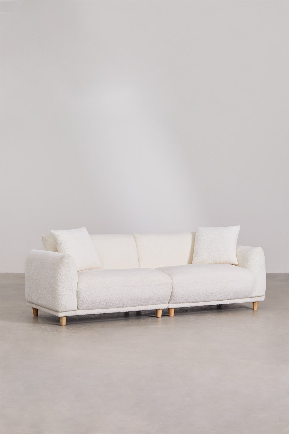 Trivietė sofa ERICK iš boucle audinio, balta