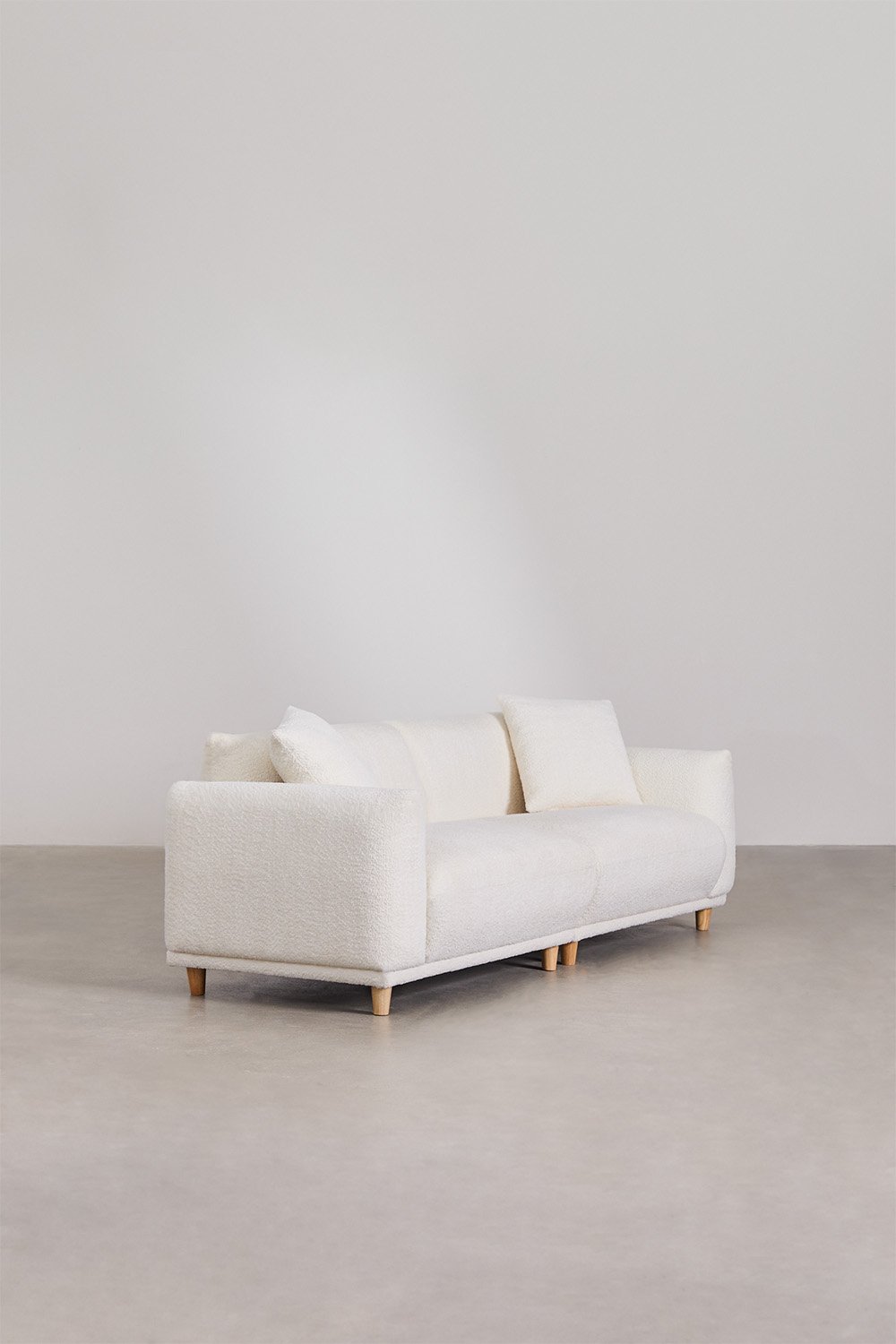 Trivietė sofa ERICK iš boucle audinio, balta