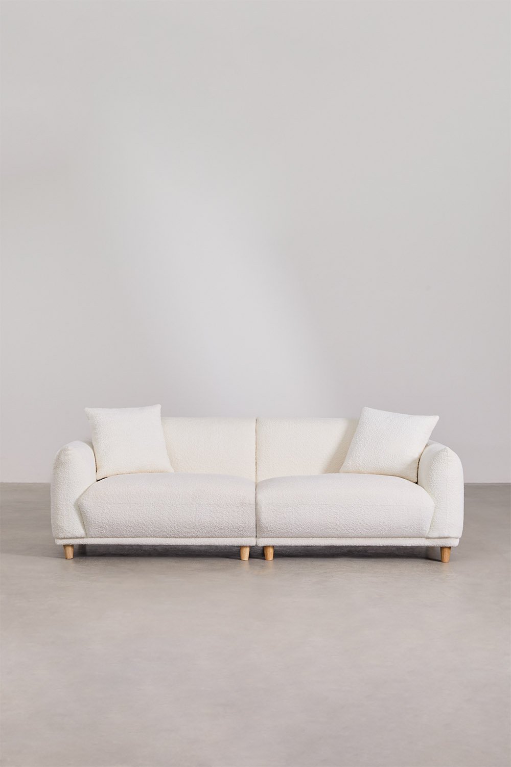 Trivietė sofa ERICK iš boucle audinio, balta