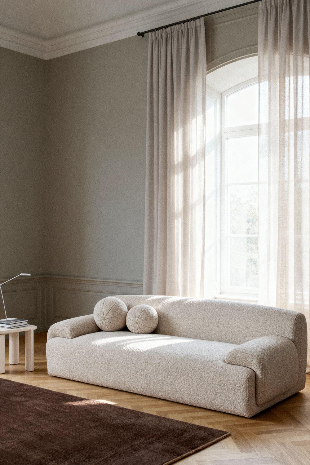Trivietė sofa SIRINA, smėlio boucle, 230 cm