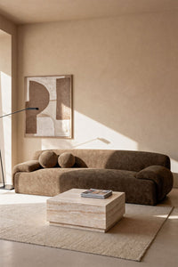 Trivietė sofa SIRINA, ruda virvelė, 230 cm