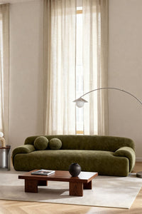 Trivietė sofa SIRINA žalia virvelė spalvos, boucle