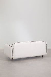 Trivietė sofa su pufu BIELA fragmento vaizdas