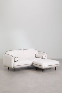 Trivietė sofa su pufu BIELA svetainės kampe