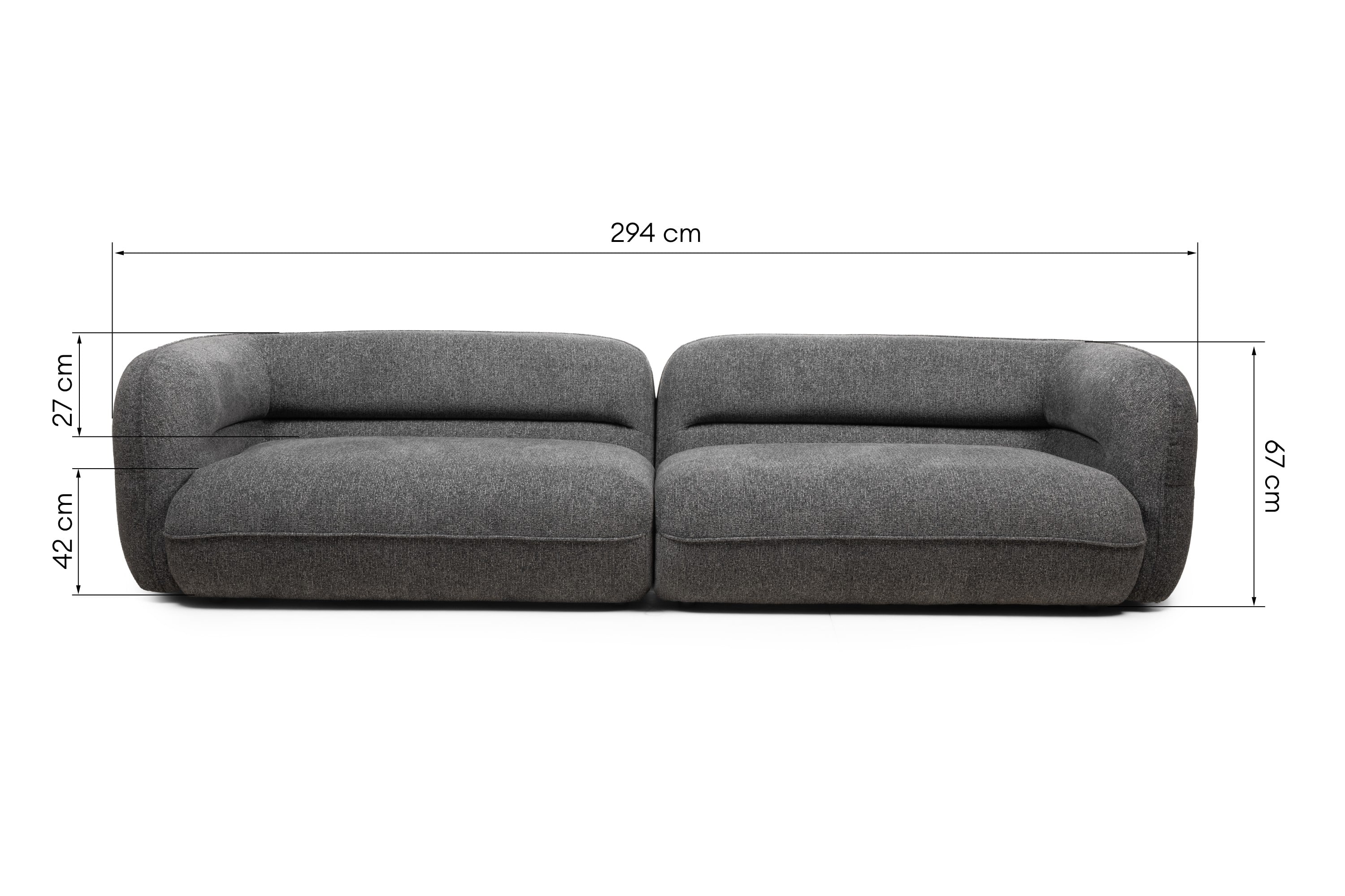 Keturvietė sofa MALDON, šenilis, pilka