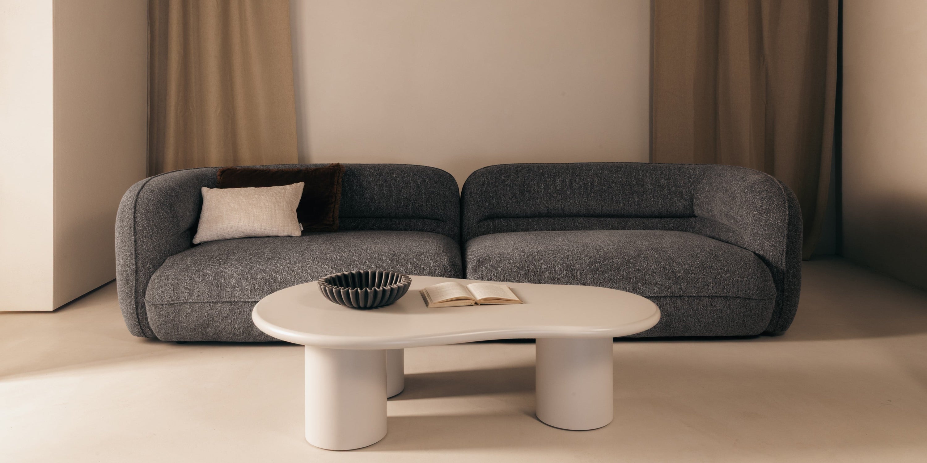 Keturvietė sofa MALDON, šenilis, pilka