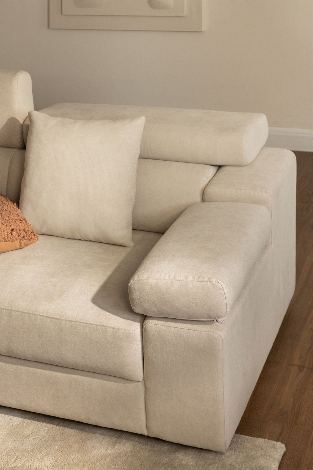 Trivietė sofa LUVANO su šezlongu iš audinio, kairinė