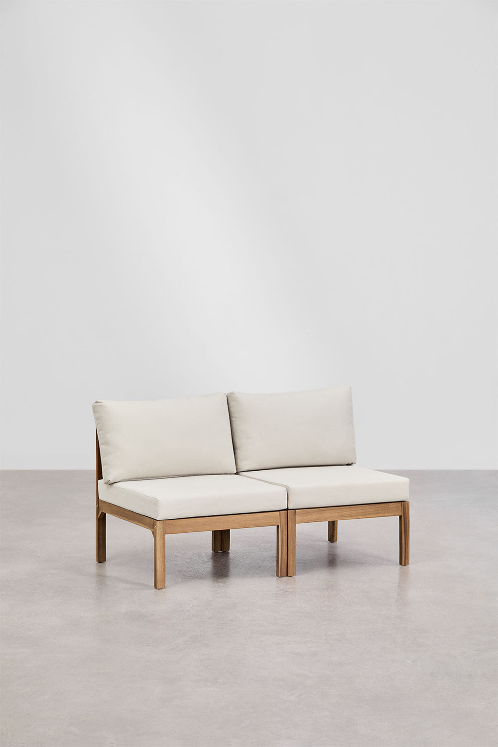 Sofa BIRTA, 2 vietų, akacijos, virvelė, balta gardenia