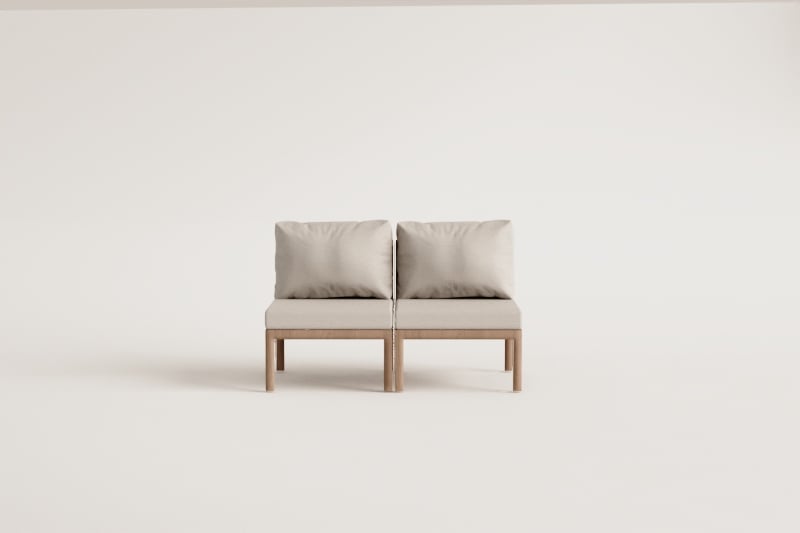 Sofa BIRTA, 2 vietų, akacijos, virvelė, balta gardenia