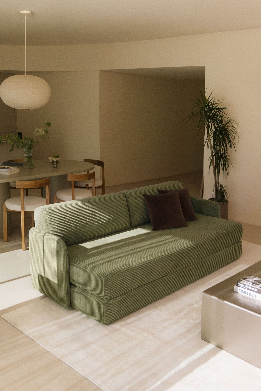 Sofa-lova KIOTERA, karinės žalios velvetas