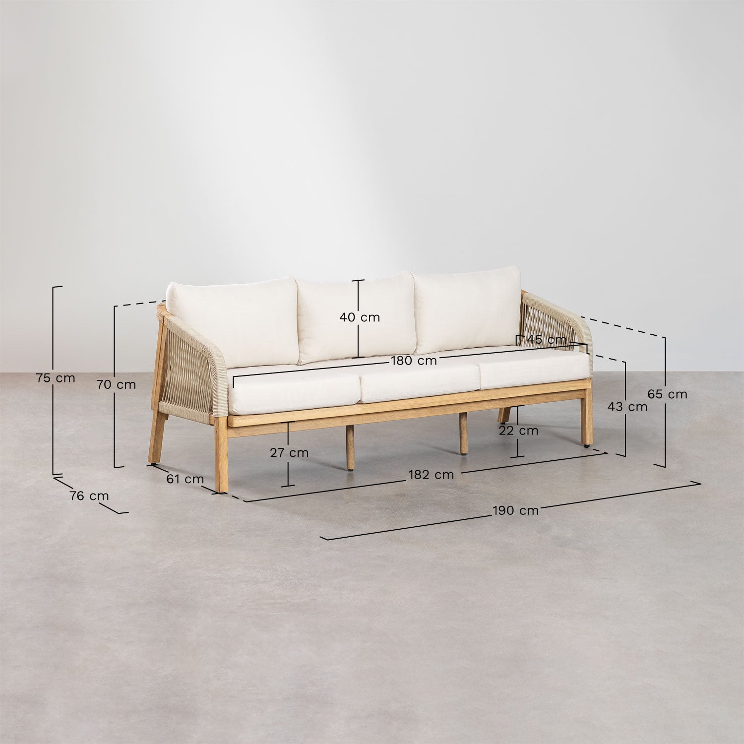 DEXTER Sofa, three-seater, army green