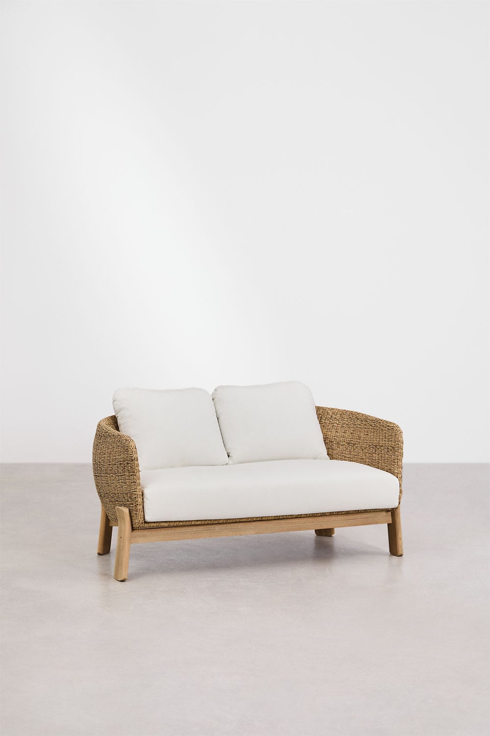 Dvivietė sofa LEJLANA, šviesi akacija ir ratanas