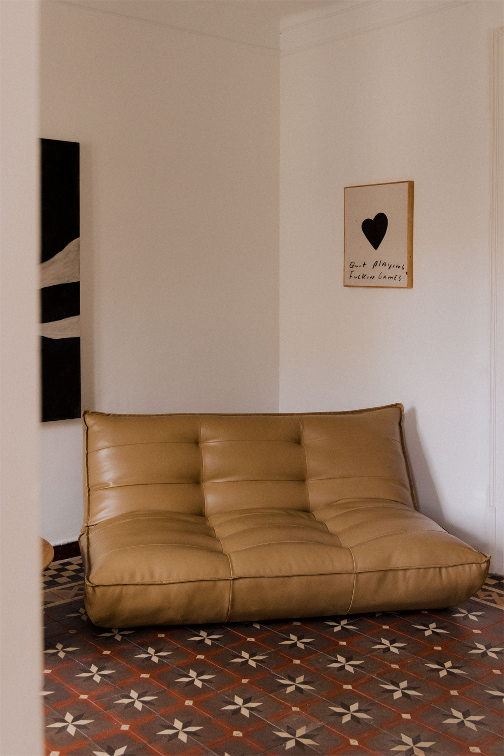 Sofa-lova MATENA, dirbtinė oda šviesiai ruda