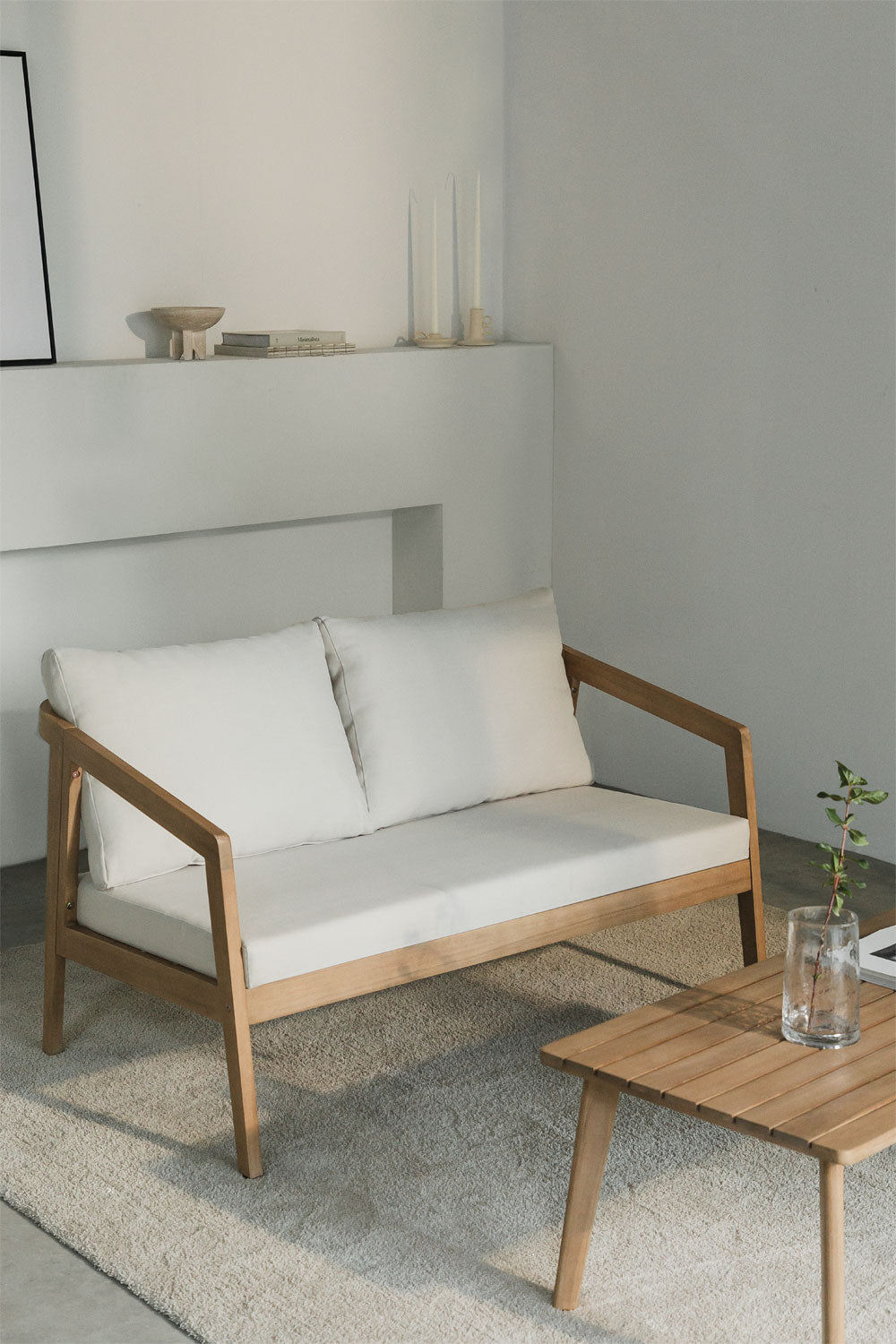 Sofa KAROLINA, 2 vietų, akacijos mediena, šviesiai ruda (1)