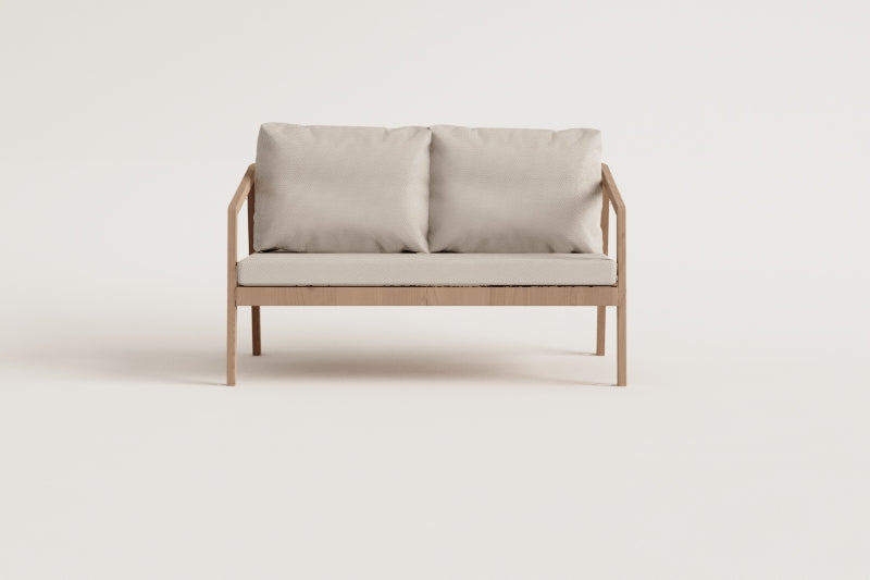 Sofa KAROLINA, 2 vietų, akacijos mediena + virvelė, šviesiai ruda (2)